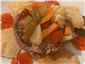 pulled pork with pickled vegetables and mustard